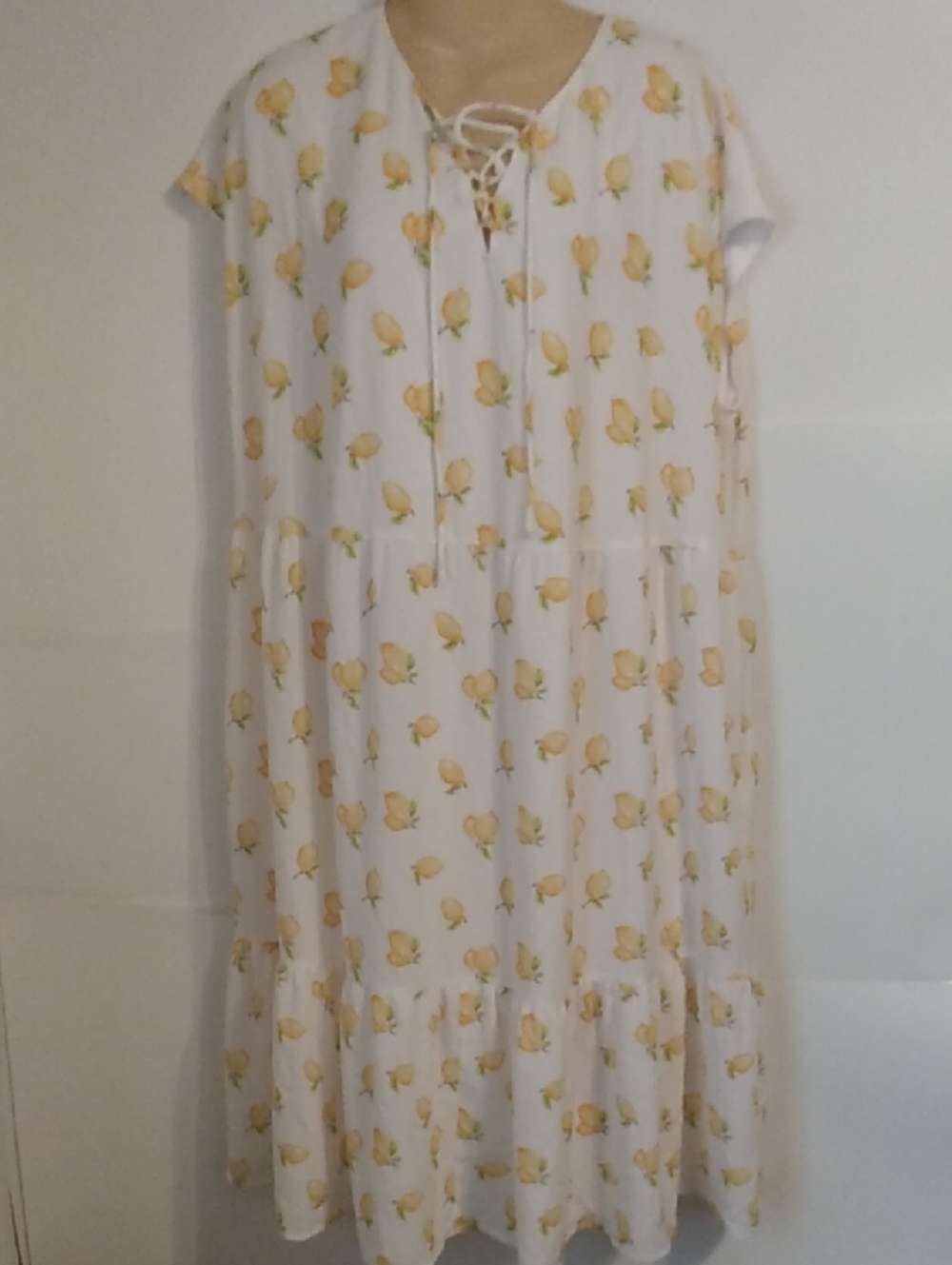 Lemon White Tiered Plus Dress Cottagecore Whimsygoth Lane Bryant